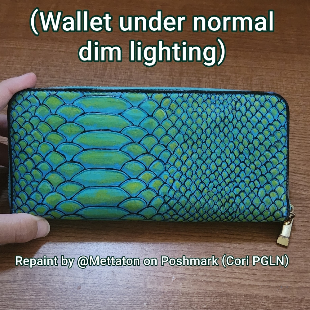 OOAK Upcycle Art Piece Wallet Blacklight Reactive - Picture 5 of 11